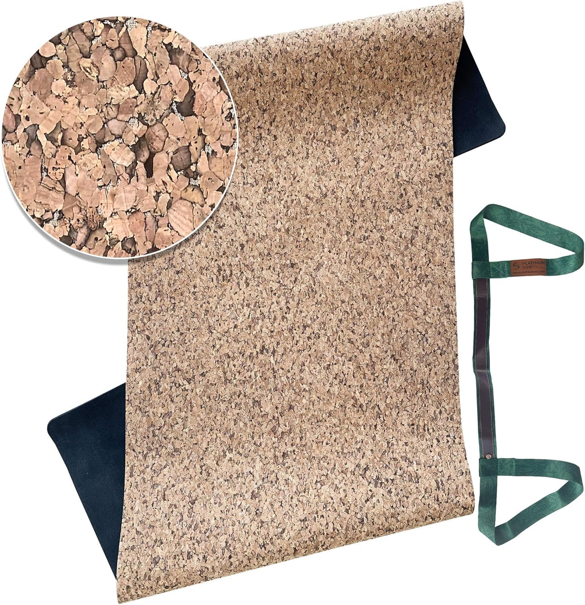 Extra Large Non-Slip Cork Yoga Mat with Carry Strap, 73'' Long x 25'' Wide x 5mm thick, Pack of 2 V3459