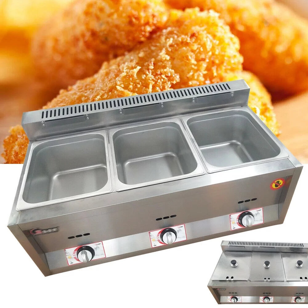 Commercial 18L 3-Pan Gas Fryer W267
