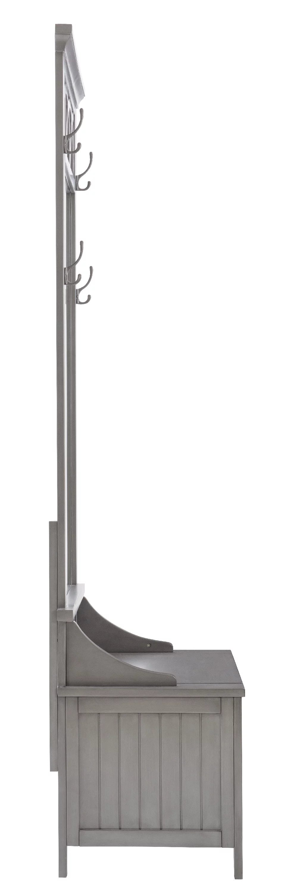 Gray Hall Tree with Storage Bench and Mirror W782829