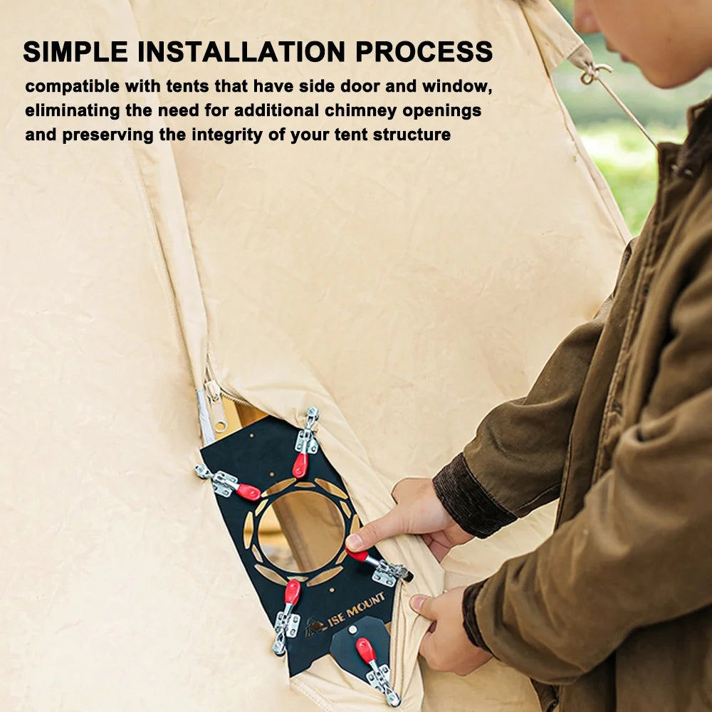 Tent Chimney Guard Anti Scald Plate, Clip on Stove Jack Camping Tent Protector (90mm Diameter) S6128
