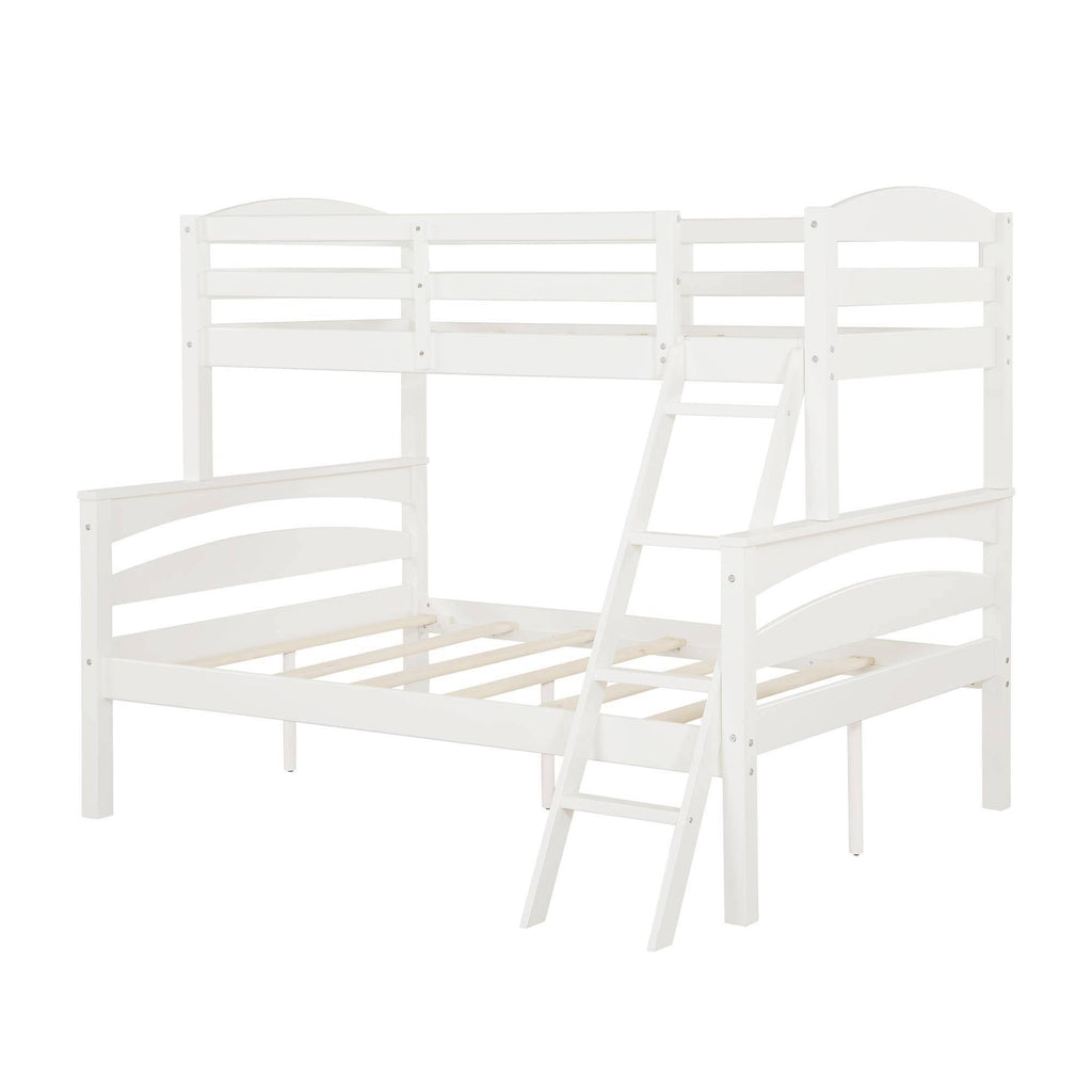 White Twin Over Full Wood Bunk Bed Frame E9976