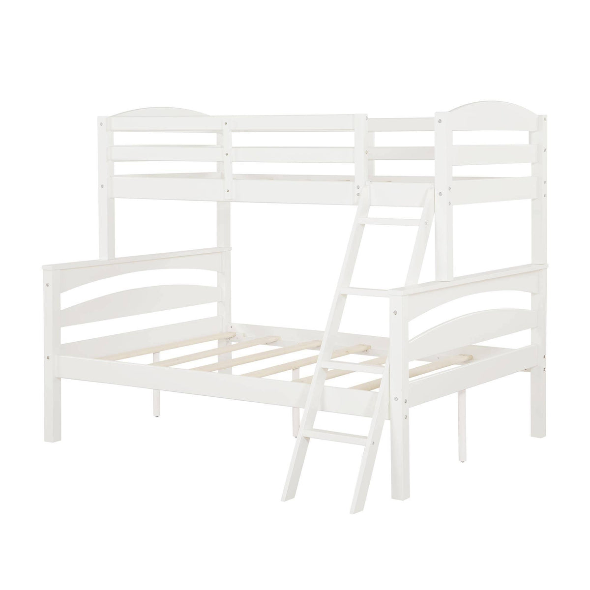 White Twin Over Full Wood Bunk Bed Frame E9976