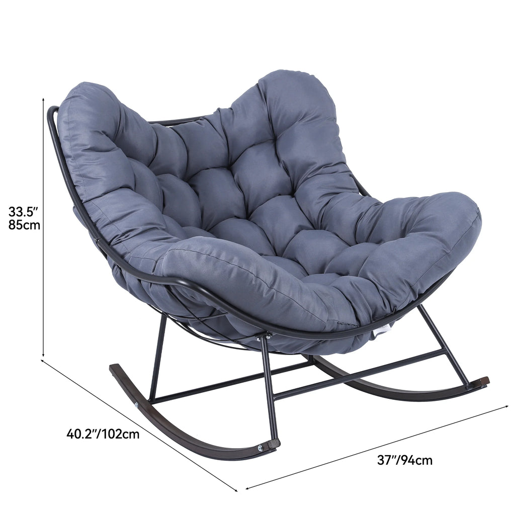 Extra-large Gray Cushioned Papasan Rocking Chair G721