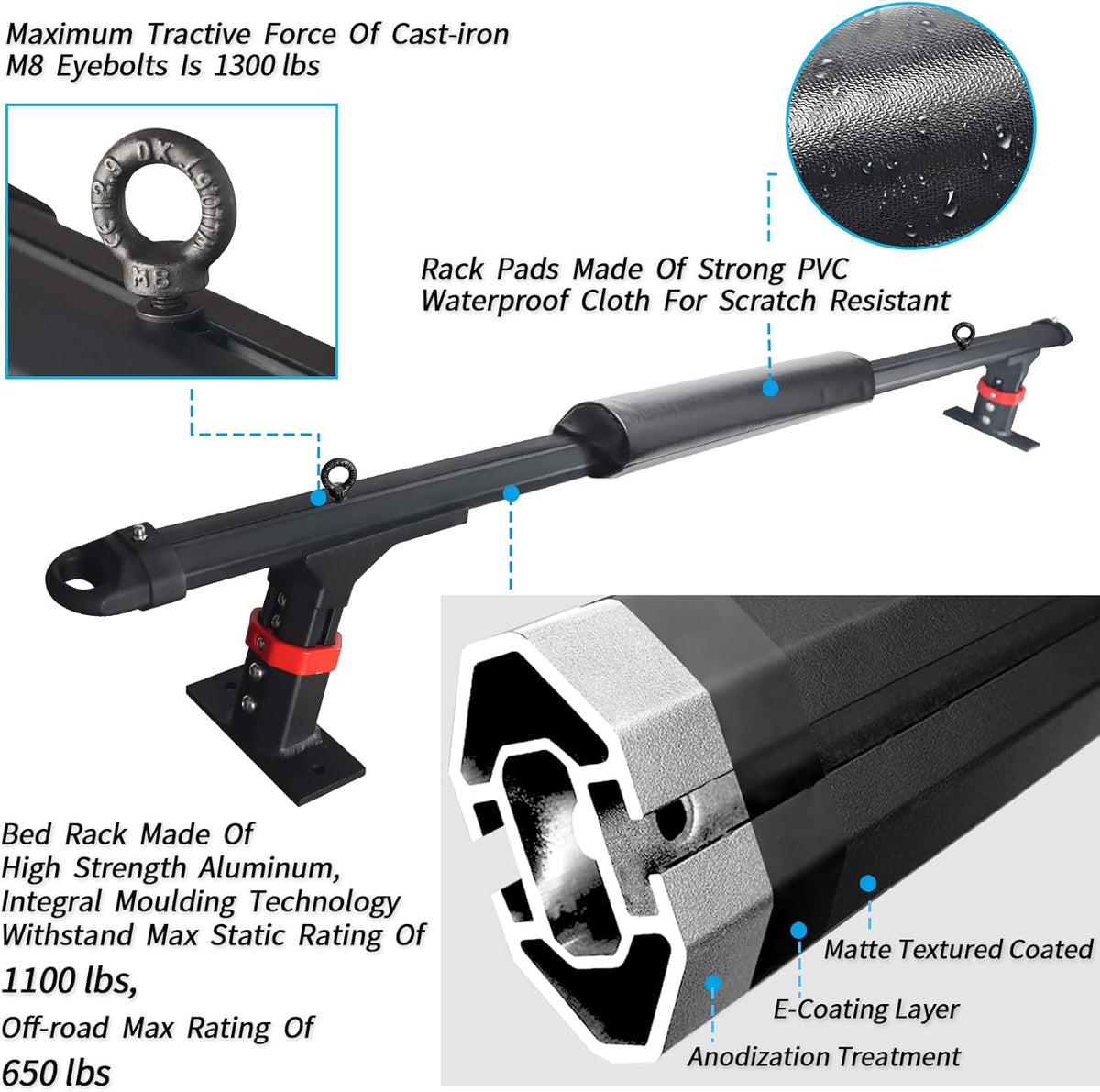 Truck Bed Racks Low Profile Adjustable Height Heavy Duty V961614