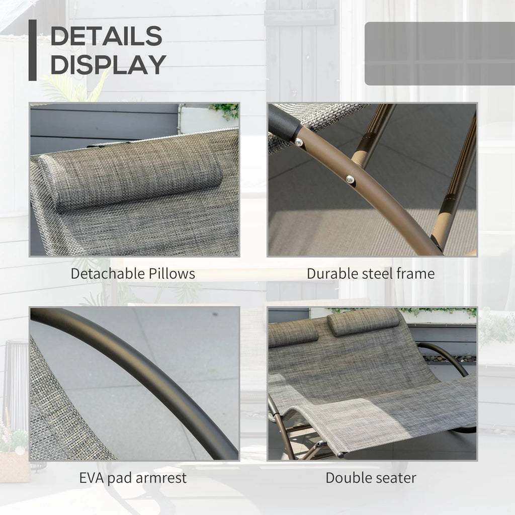 Gray Outdoor Rocking Bed with Canopy L549517