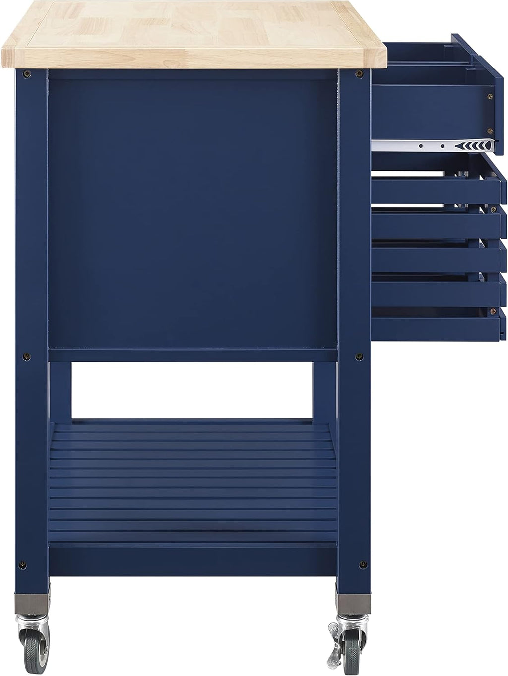 Denim Kitchen Cart with Locking Wheels O113653