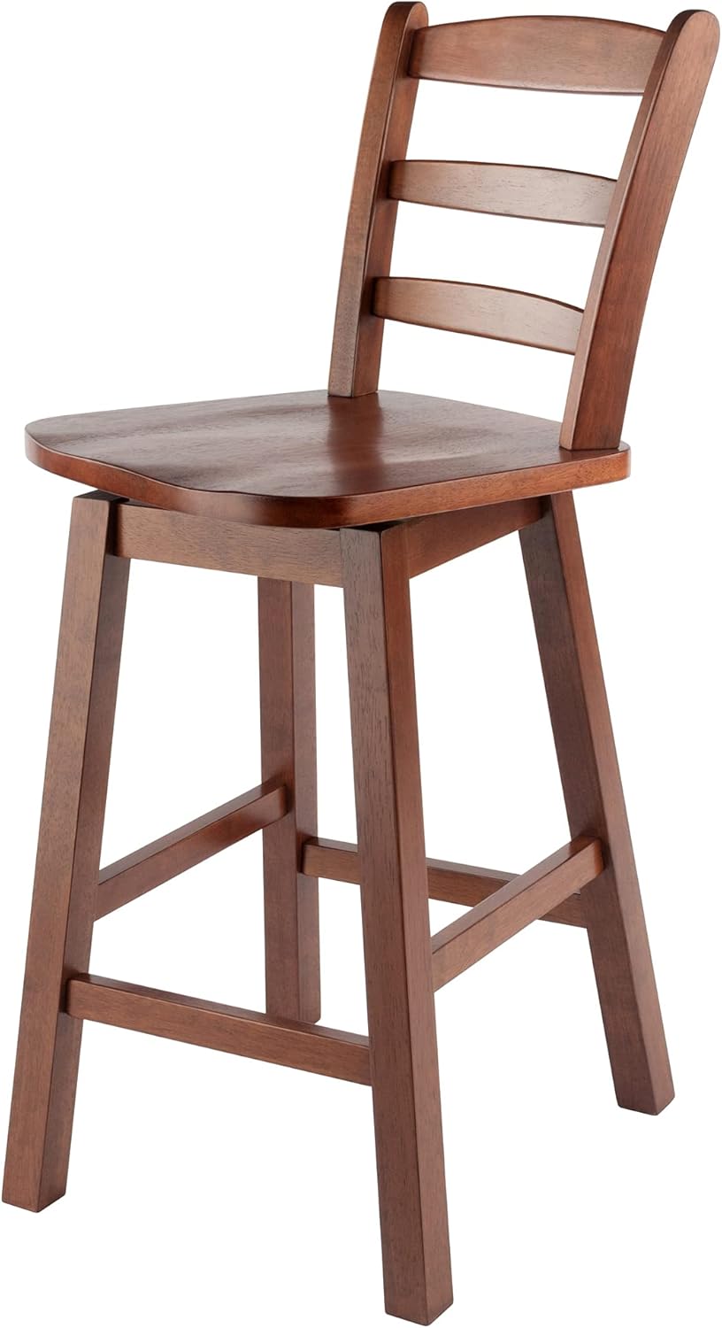 Walnut Ladder Back Swivel Seat Counter Stool S923