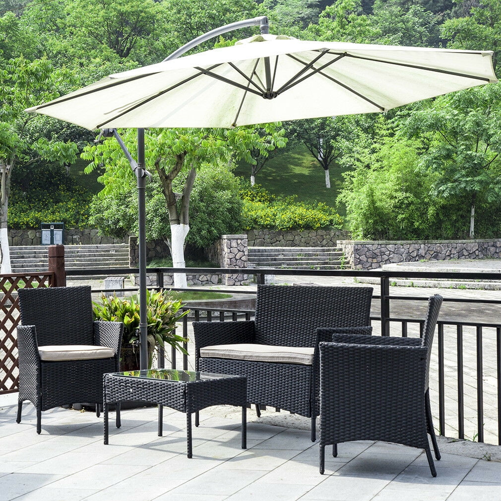 Set of 4 Outdoor Wicker Sofas Conversation Chair Table A303085