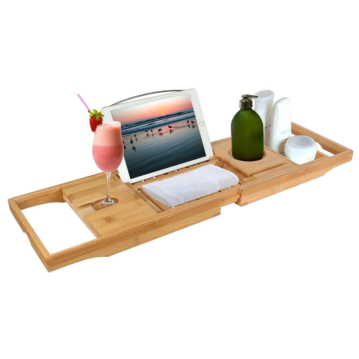 Bamboo Bathtub Caddy Tray with Expandable Sides T24011