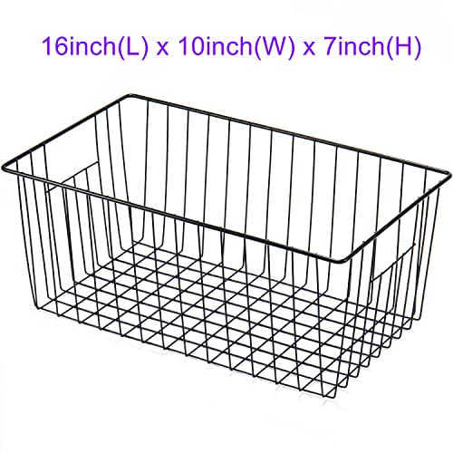 16 inch Upright Freezer Organizer Baskets, Black, Pack 3 X55318