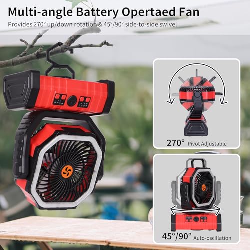20000mAh Rechargeable Portable Camping Fan with LED Light J641