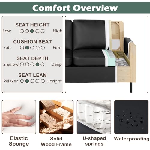 56" W Dark Grey Fabric Loveseat Sofa with 2 USB M3586