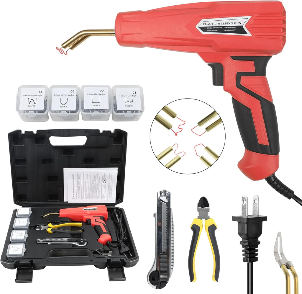 110V 100W Plastic Welding Machine with 400pcs Staples, Hot Stapler Plastic Repair Tools (Yellow) P312818
