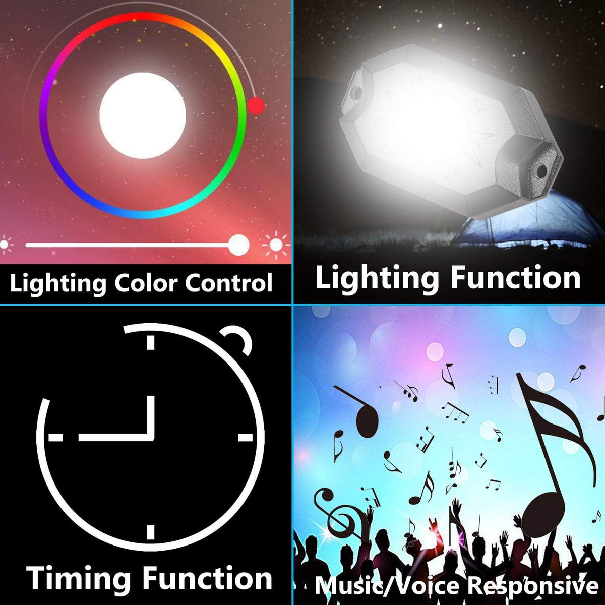 RGB LED Rock Light Kit with Bluetooth Remote Control K23734