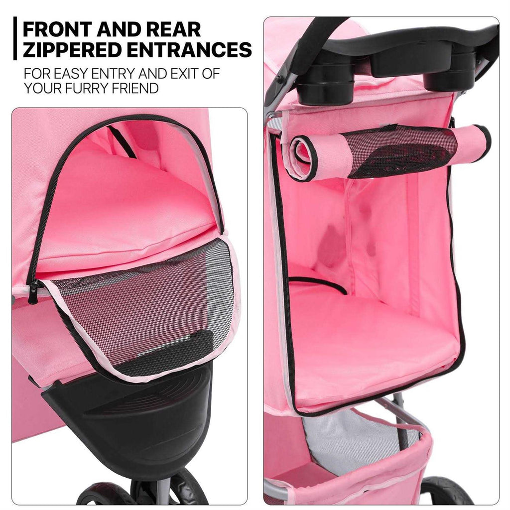 Foldable Pet Stroller with Weather Cover I68494