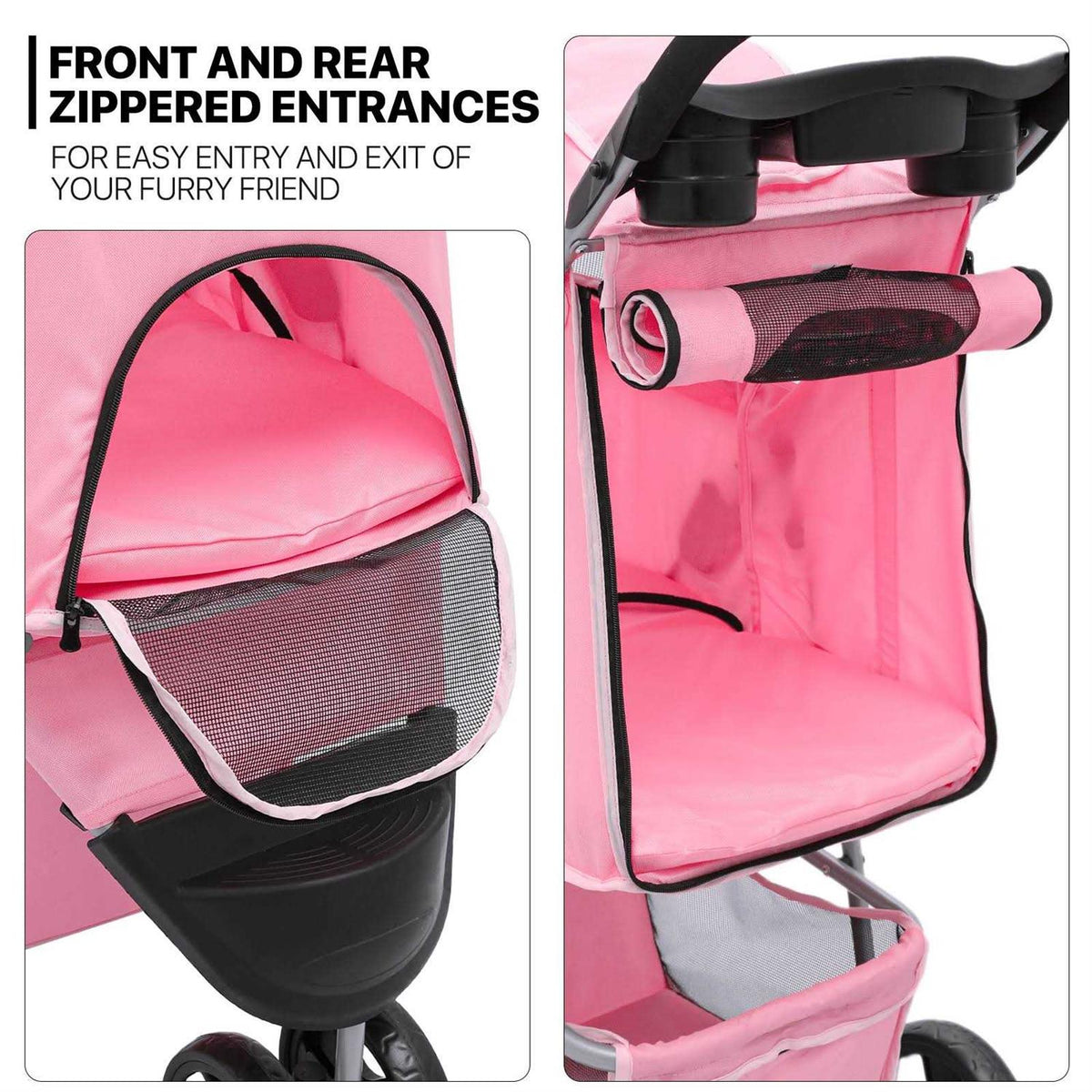 Foldable Pet Stroller with Weather Cover I68494