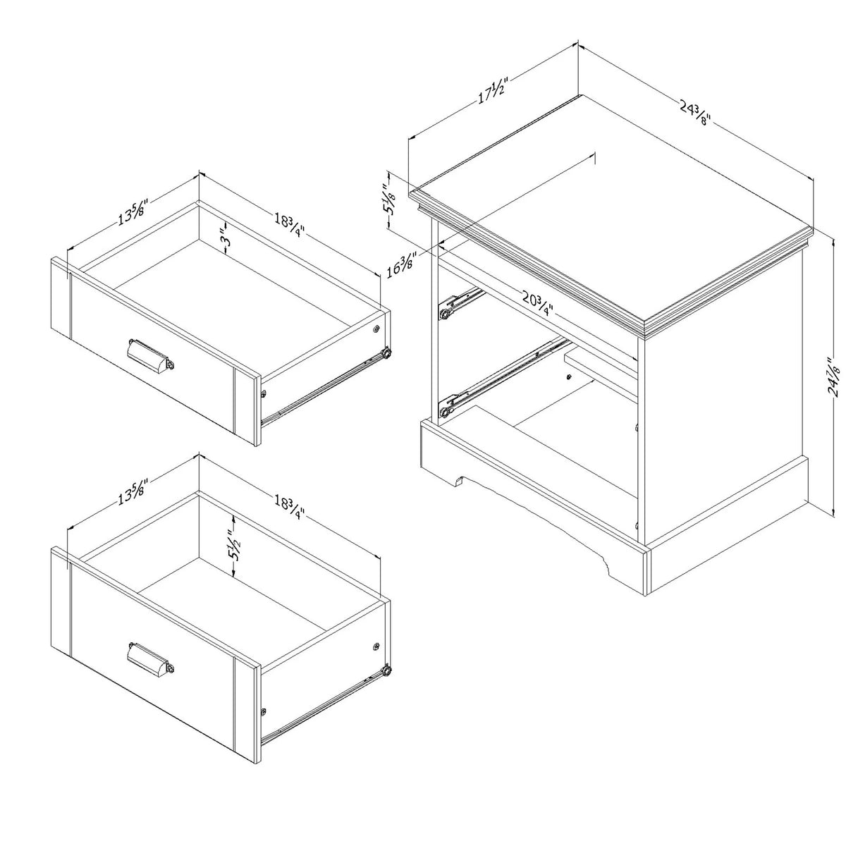 White 2-Drawer Nightstand V8773