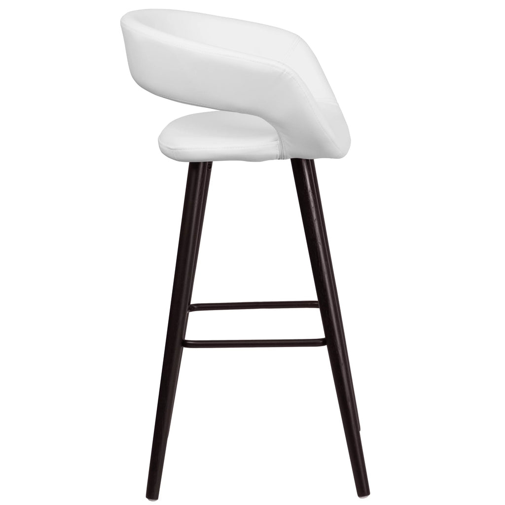 Cappuccino Wood Barstool with White Vinyl T6577