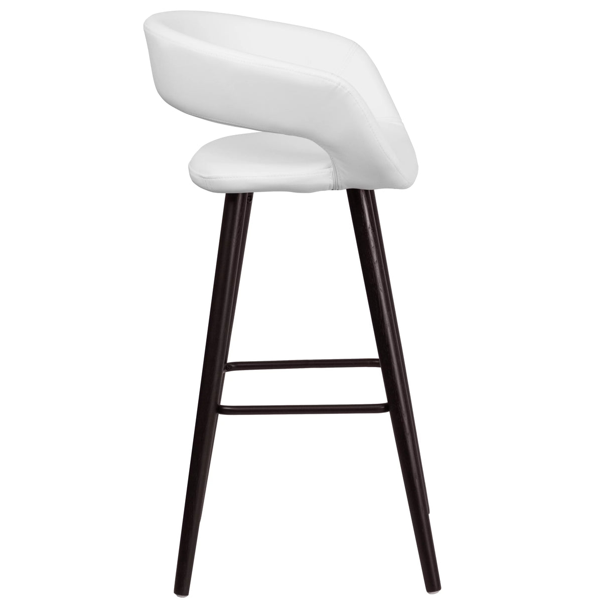 Cappuccino Wood Barstool with White Vinyl T6577