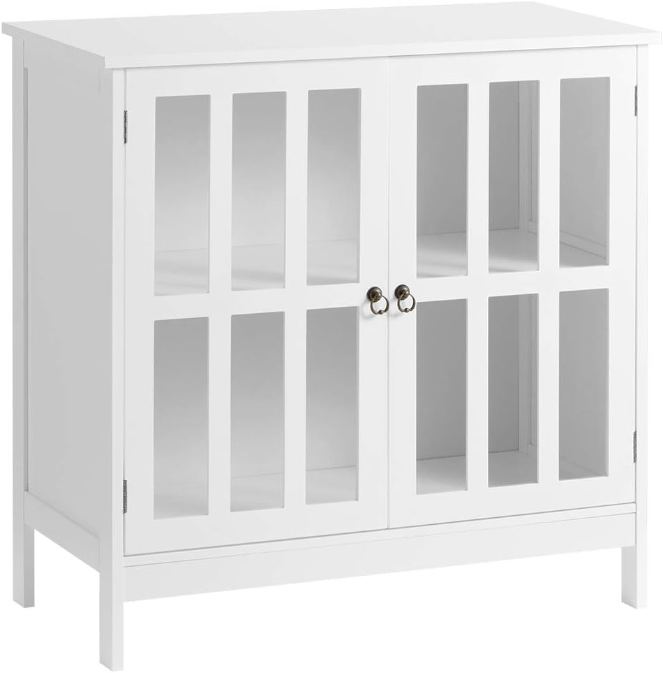 White Wooden Storage Cabinet with Doors V719