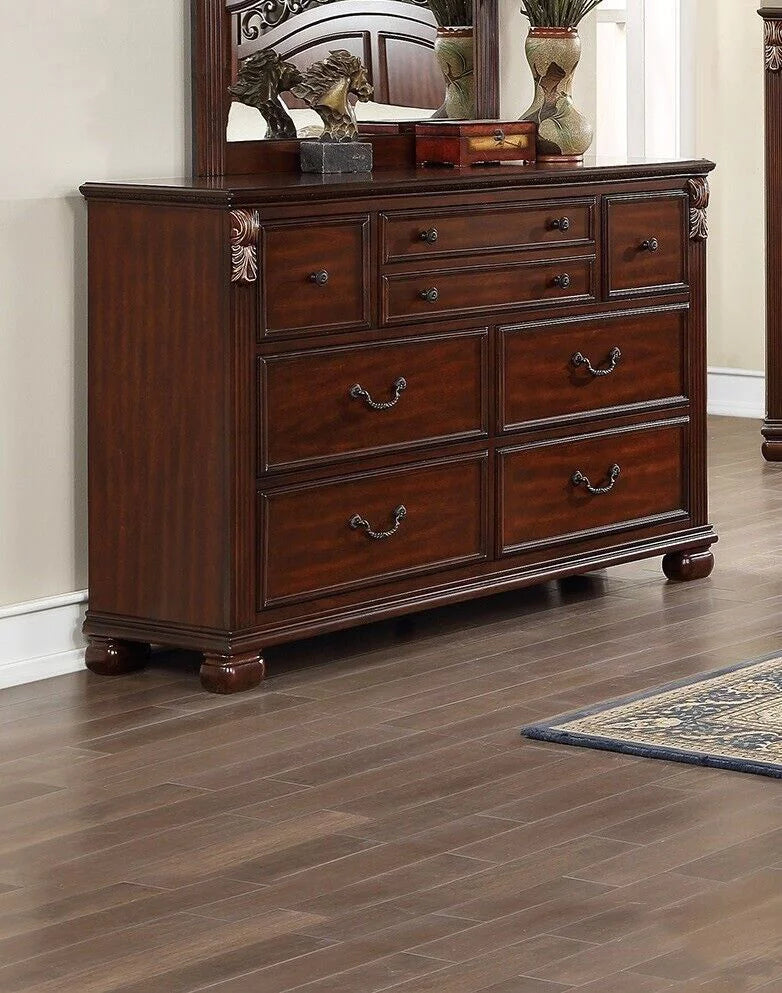 Queen Bed Dresser Mirror Nightstand 4pc Set K903173