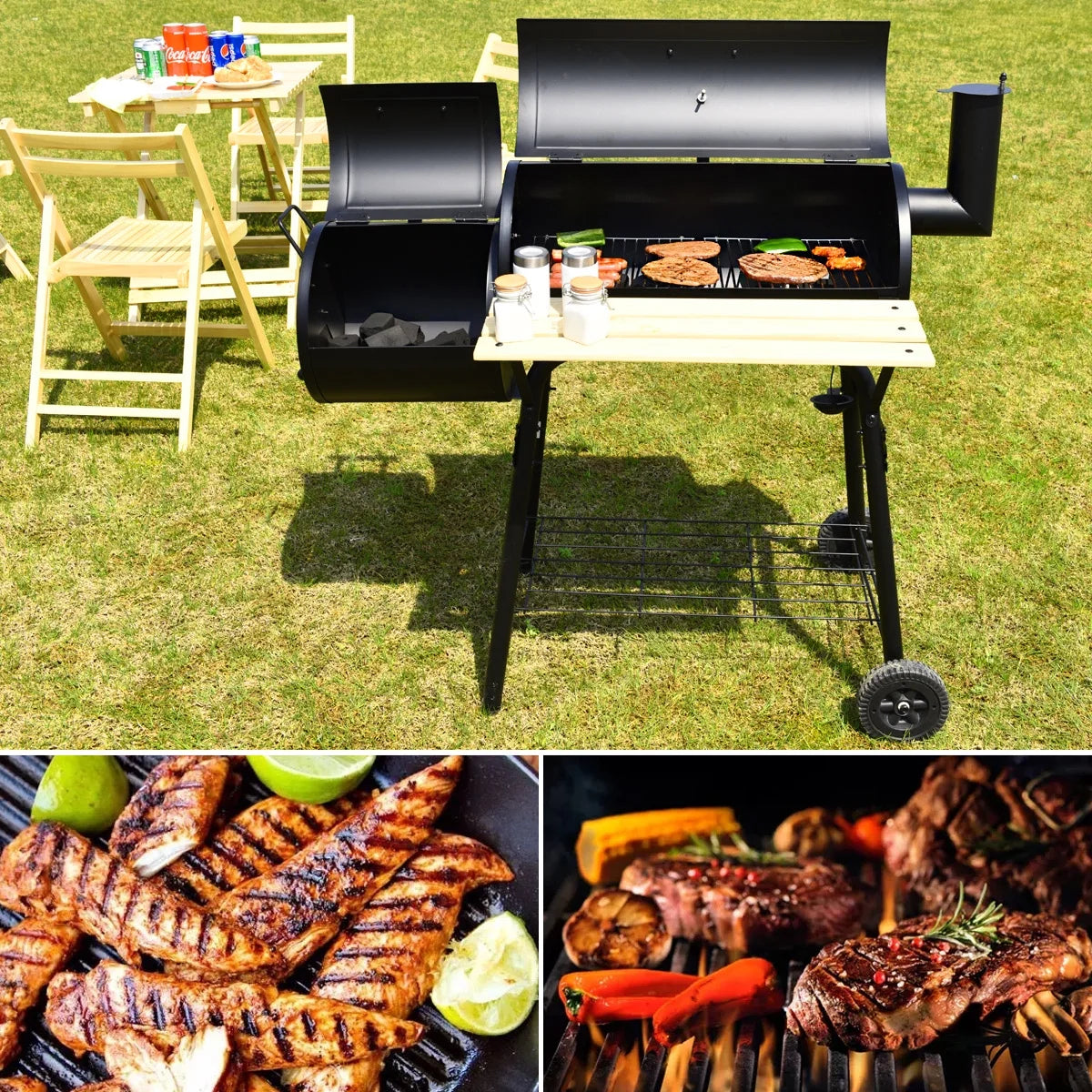 Outdoor Charcoal BBQ Grill Smoker C644