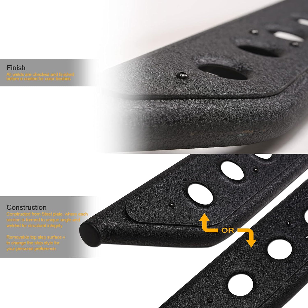 Textured Black Rock Slider Side Step Rail Nerf Bars for Ram 1500 Crew Cab W690