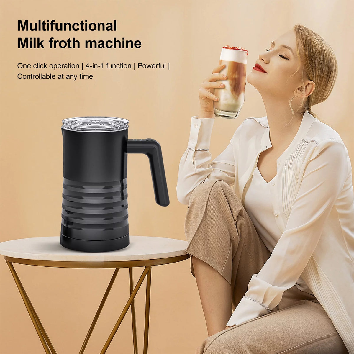 4 in 1 Non-Stick Stainless Steel Electric Milk Frother and Steamer A1532